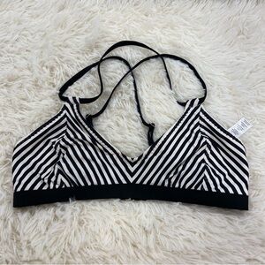 Athleta Avila Black and White Striped Bikini Top. Women’s size small.